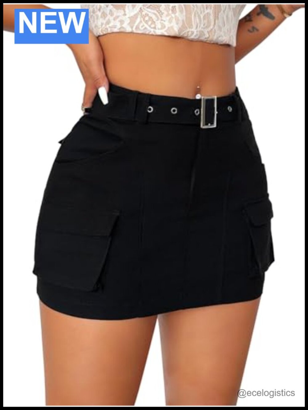 Women's Low Rise Cargo Mini Skirt with Pockets